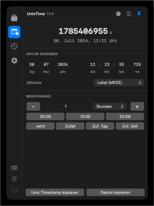 Datum & Timestamp konvertieren, berechnen oder zufällig erzeugen auf dem Mac
