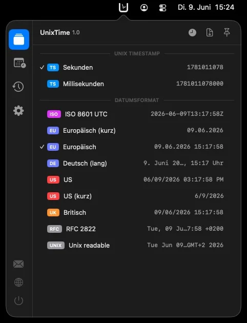 UnixTime – Umwandeln, Dunkelmodus
