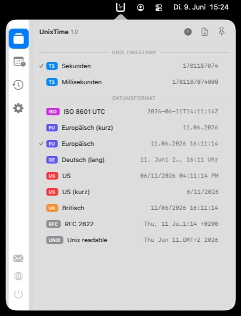 UnixTime – Umwandeln, Hellmodus